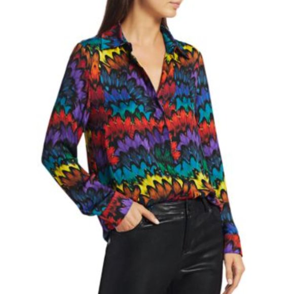 Alice + Olivia Tops - Alice + Olivia Willa Printed Long Sleeve Blouse - XS